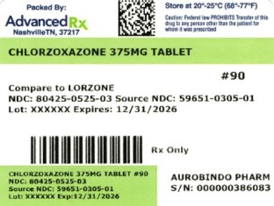 Chlorzoxazone 375mg #90 (Chlorzoxazone 375mg 80425 0525 03)